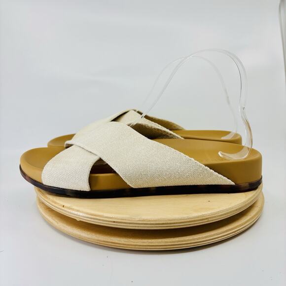 ROTHY'S 'The Weekend' Ivory Criss Cross Slide Sandals Women's Sz. 9 - Picture 1 of 10